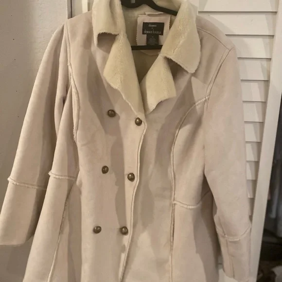 Dennis by Dennis Basso 1X light tan coat with faux fur inside faux suede 1X - Picture 2 of 15